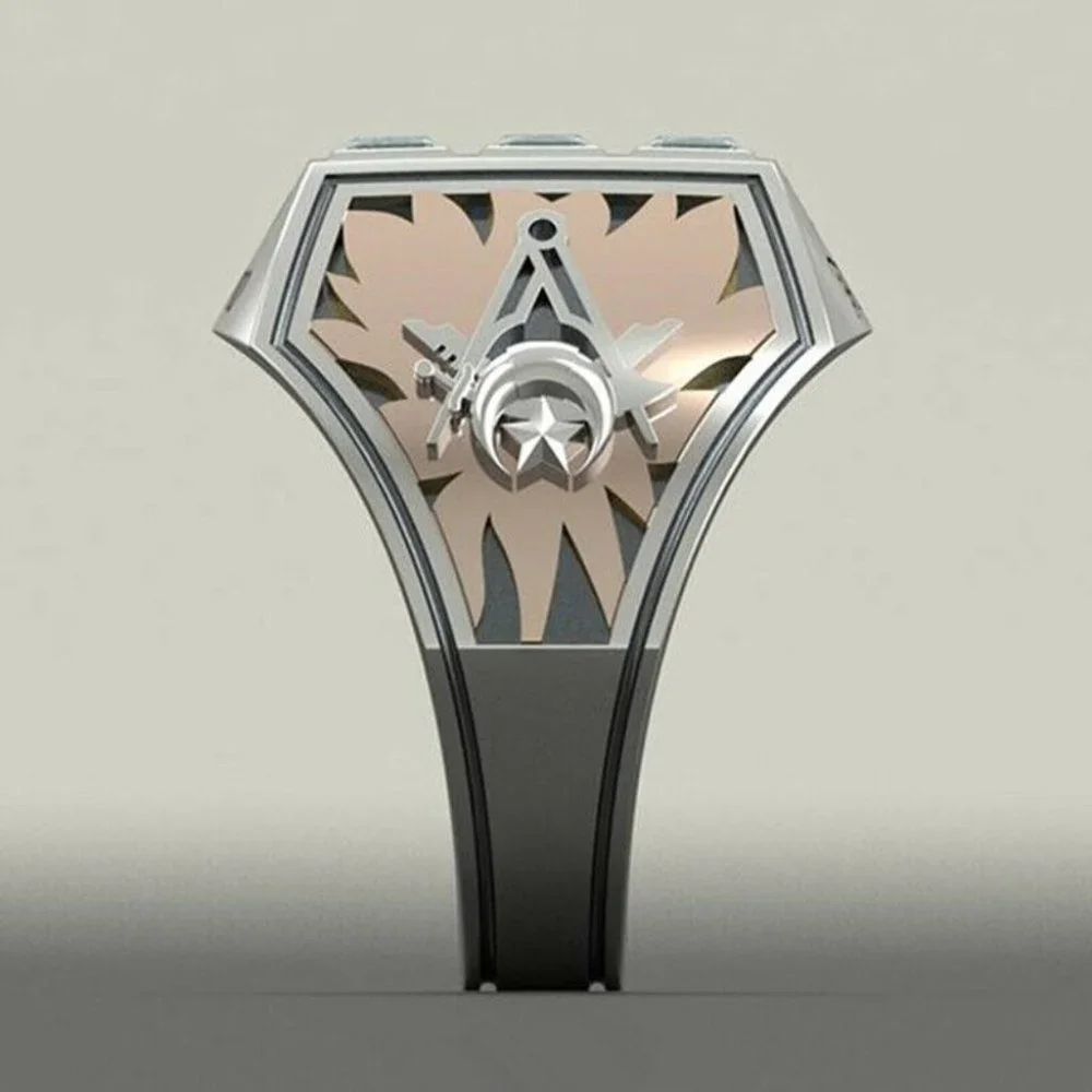 Men Two-Tone 925 Silver Aquamarine Ring - Picture 4 of 4